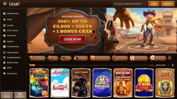Lizaro Casino Screenshot
